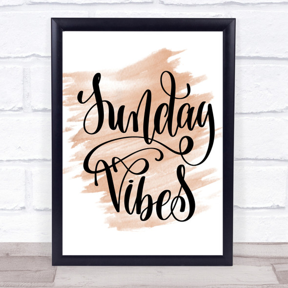 Sunday Vibes Quote Print Watercolour Wall Art