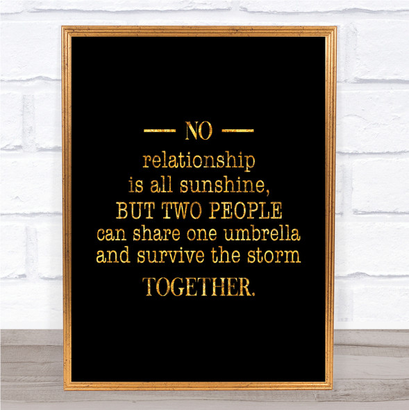 Survive The Storm Quote Print Black & Gold Wall Art Picture