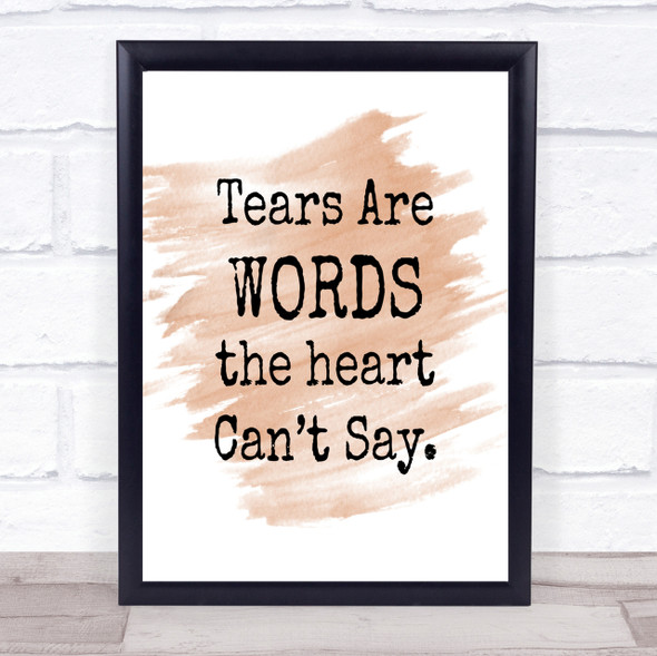 Tears Are Words Quote Print Watercolour Wall Art