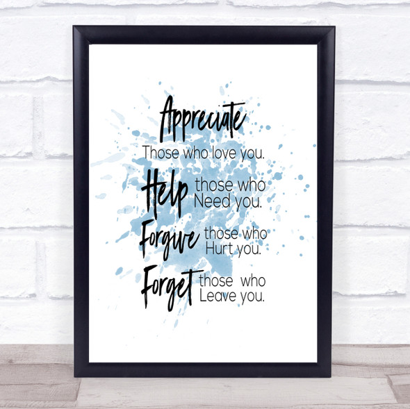 Those Who Love You Inspirational Quote Print Blue Watercolour Poster