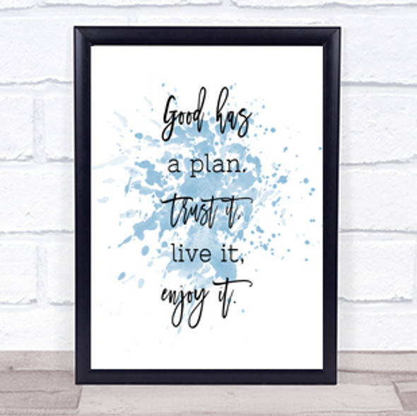 Trust It Inspirational Quote Print Blue Watercolour Poster