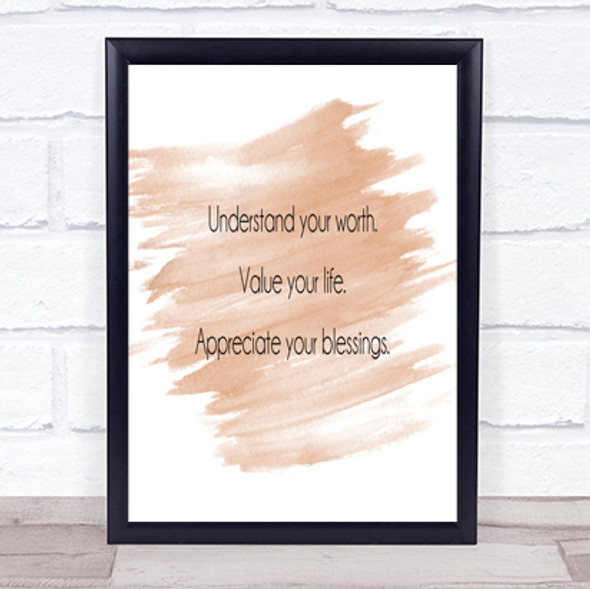 Understand Your Worth Quote Print Watercolour Wall Art