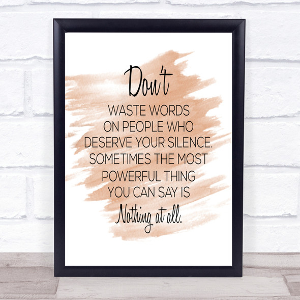 Waste Words Quote Print Watercolour Wall Art