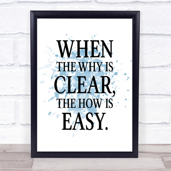 Why Is Clear Inspirational Quote Print Blue Watercolour Poster
