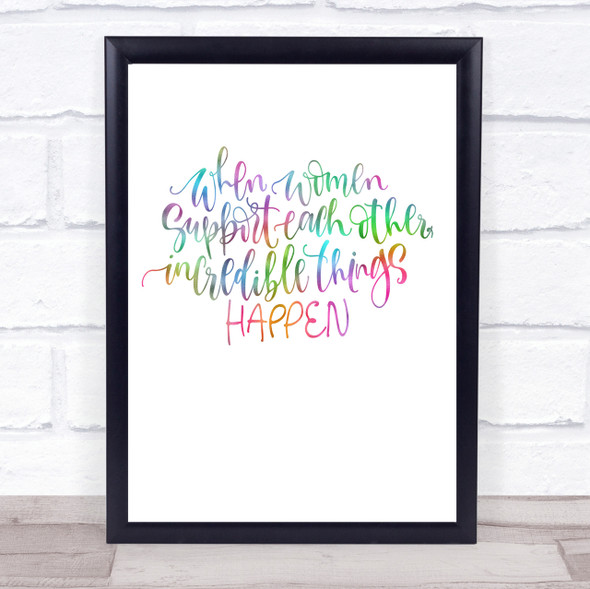 Women Support Rainbow Quote Print