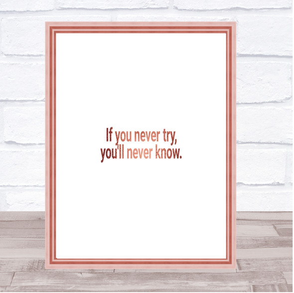 You'll Never Know If You Never Try Quote Print Picture