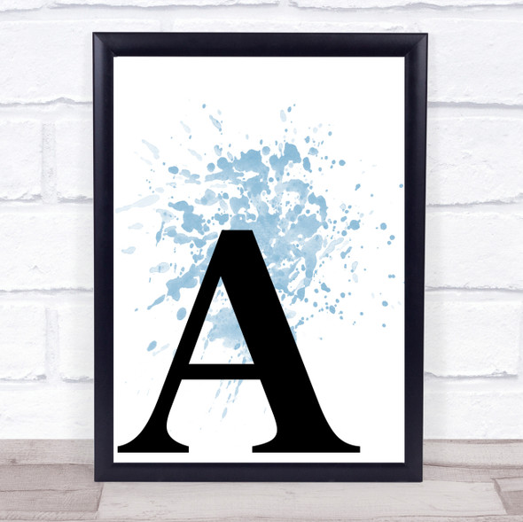 Blue Initial Letter A Quote Wall Art Print