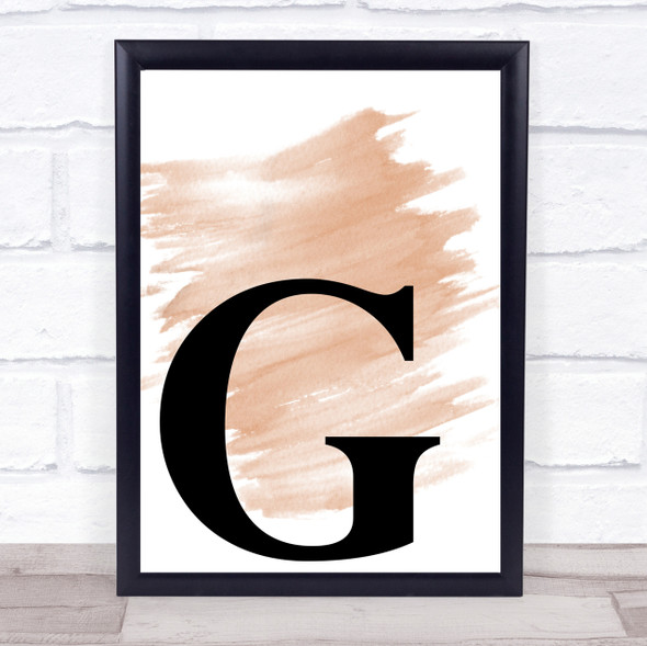 Watercolour Initial Letter G Quote Print