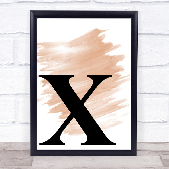 Watercolour Initial Letter X Quote Print