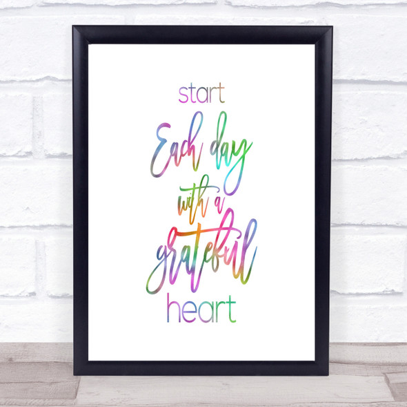 Grateful Heart Rainbow Quote Print Wall Art
