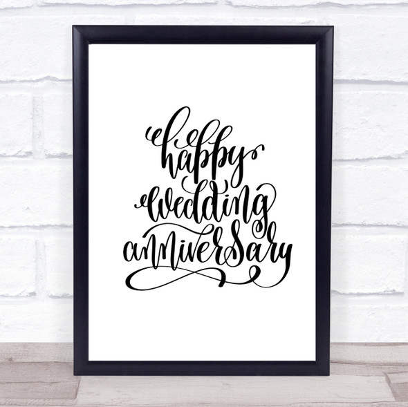 Happy Wedding Anniversary Quote Print Poster Typography Word Art Picture