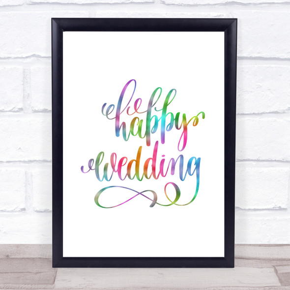 Happy Wedding Rainbow Quote Print
