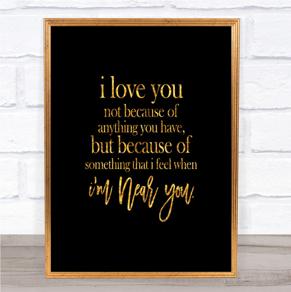 I Love You Quote Print Black & Gold Wall Art Picture