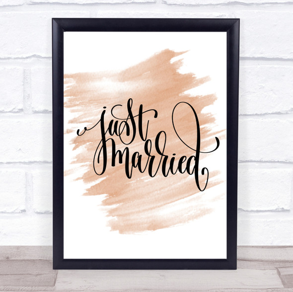 Just Married Swirl Quote Print Watercolour Wall Art