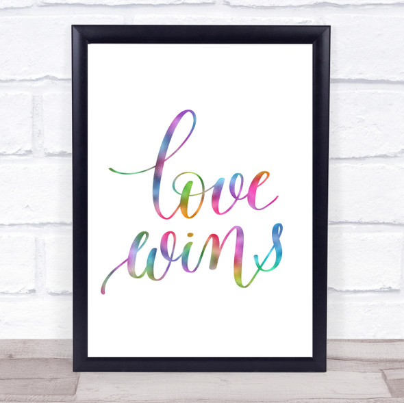 Love Wins Swirl Rainbow Quote Print