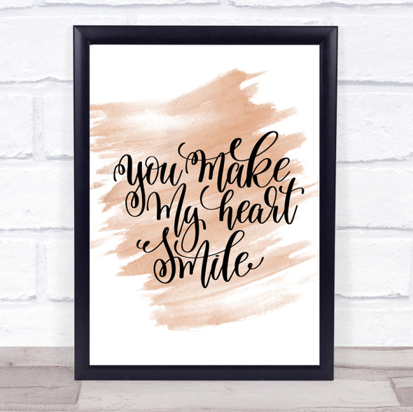 Make My Heart Smile Quote Print Watercolour Wall Art
