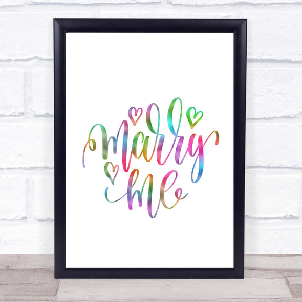 Marry Me Rainbow Quote Print