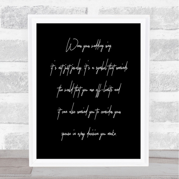 Wedding Ring Quote Print Black & White