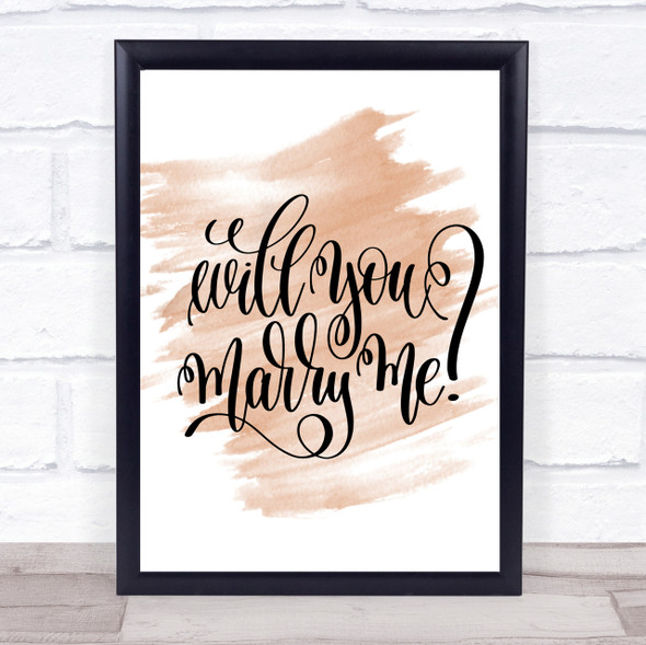 Will You Marry Me Quote Print Watercolour Wall Art