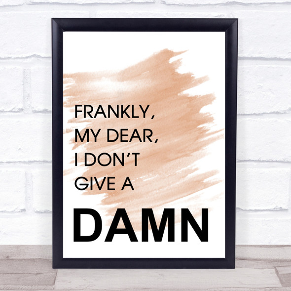 Watercolour Gone With The Wind Frankly Give A Damn Quote Print