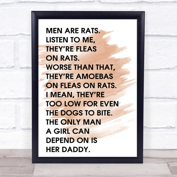 Watercolour Grease Men Are Rats Quote Print