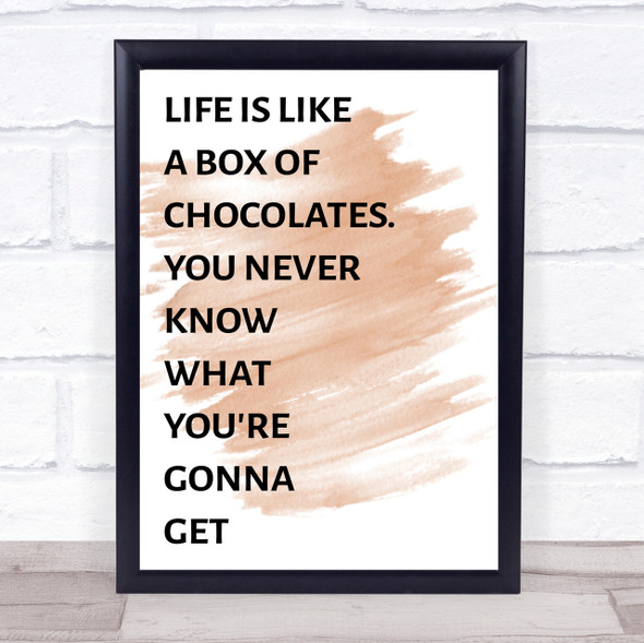 Watercolour Life Is Like A Box Of Chocolates Forest Gump Quote Print