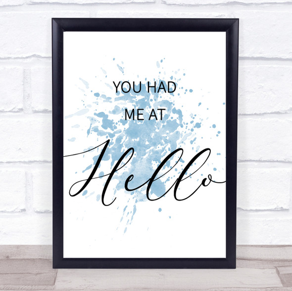 Blue Movie Film You Had Me At Hello Jerry Maguire Quote Wall Art Print