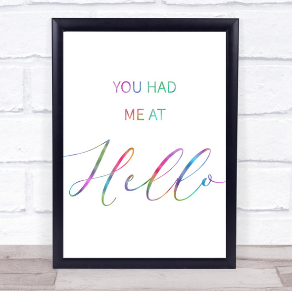 Rainbow Movie Film You Had Me At Hello Jerry Maguire Quote Wall Art Print