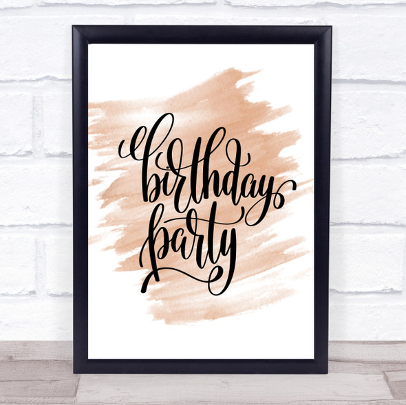 Birthday Party Quote Print Watercolour Wall Art