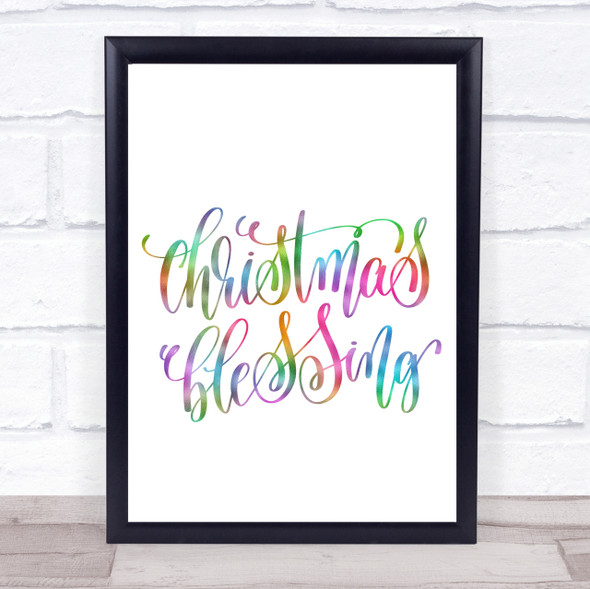 Christmas Blessing Rainbow Quote Print