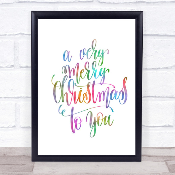 Christmas Ha Very Merry Rainbow Quote Print