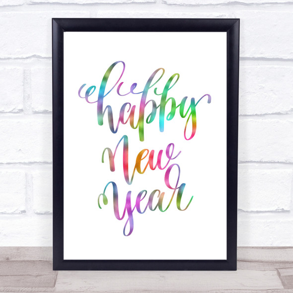 Christmas Happy New Year Rainbow Quote Print