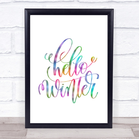 Christmas Hello Winter Rainbow Quote Print