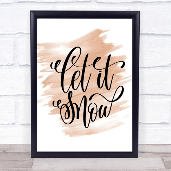 Christmas Let It Snow Quote Print Watercolour Wall Art