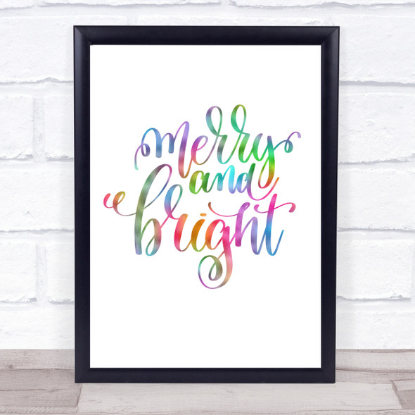 Christmas Merry & Bright Rainbow Quote Print