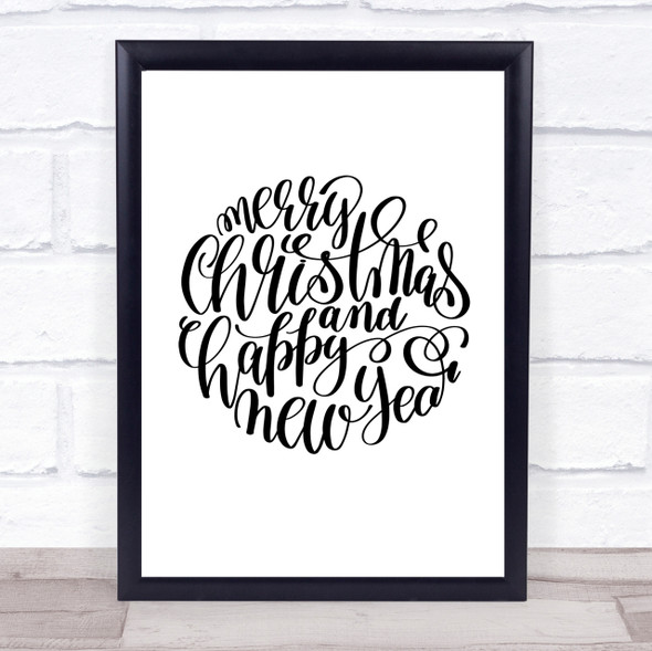 Christmas Merry Xmas Happy New Year Quote Print