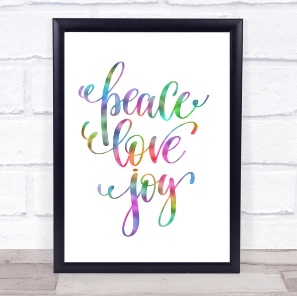 Christmas Peace Love Joy Rainbow Quote Print