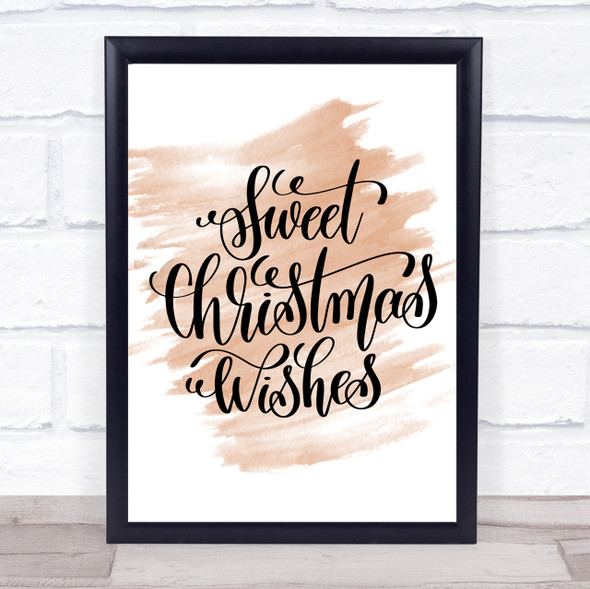 Christmas Sweet Xmas Wishes Quote Print Watercolour Wall Art