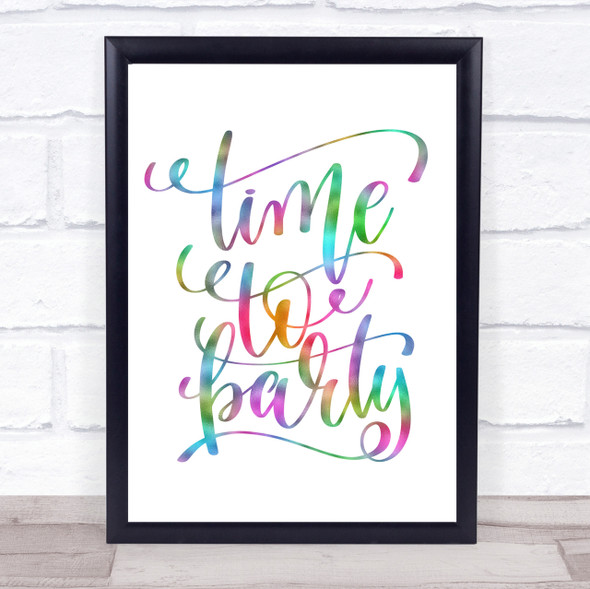 Christmas Time To Party Rainbow Quote Print