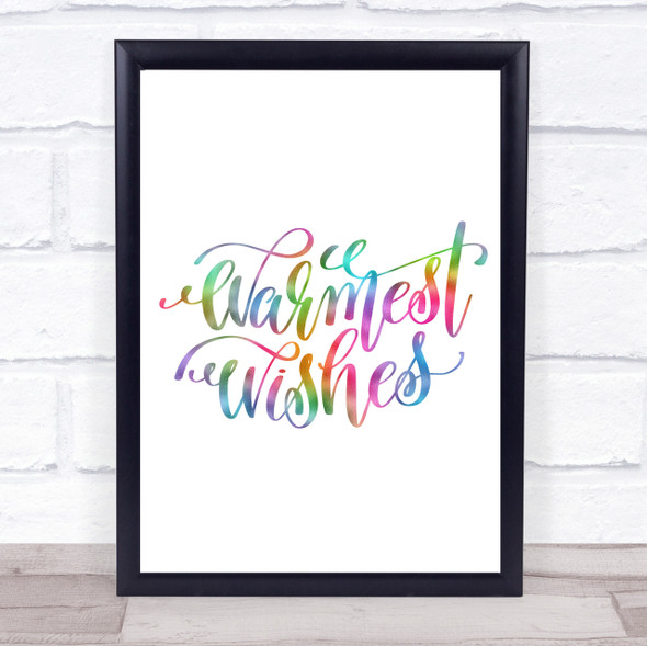 Christmas Warmest Wishes Rainbow Quote Print