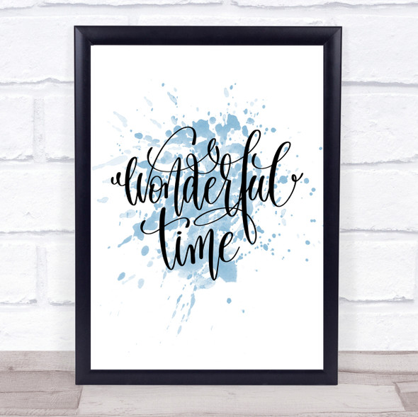 Christmas Wonderful Time Inspirational Quote Print Blue Watercolour Poster