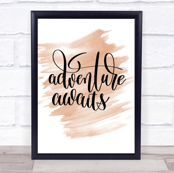 Adventure Awaits Quote Print Watercolour Wall Art