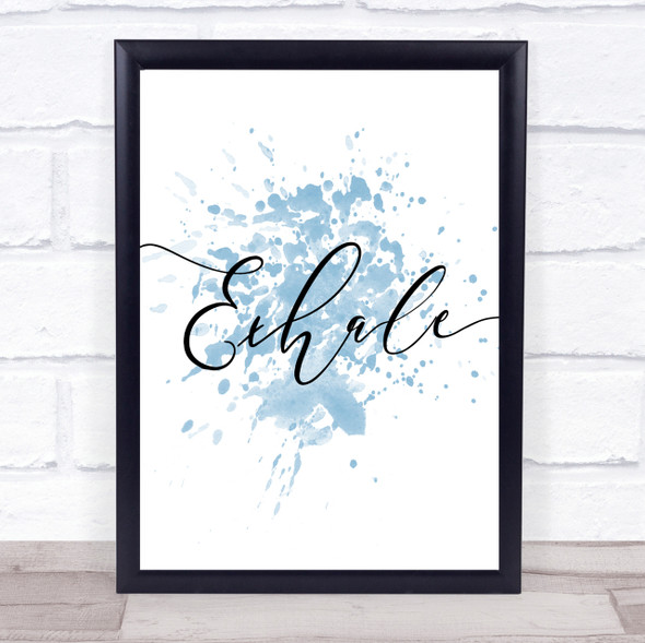 Blue Yoga Exhale Quote Wall Art Print