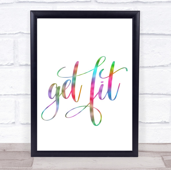 Get Fit Rainbow Quote Print