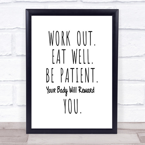 Work Out Quote Print Poster Typography Word Art Picture