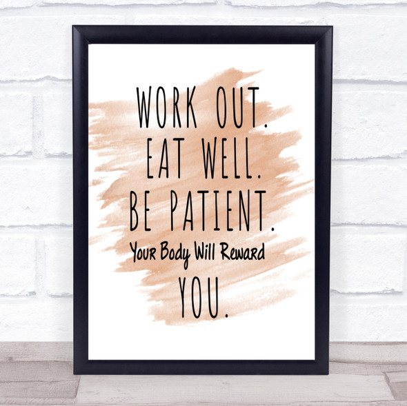 Work Out Quote Print Watercolour Wall Art