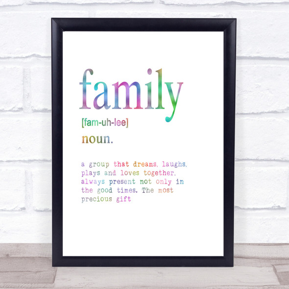 Word Definition Family Rainbow Quote Print