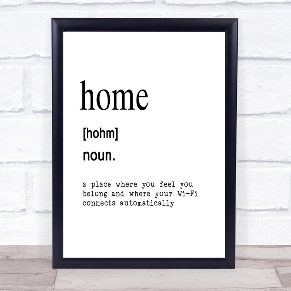 Word Definition Home Quote Print Poster Typography Word Art Picture