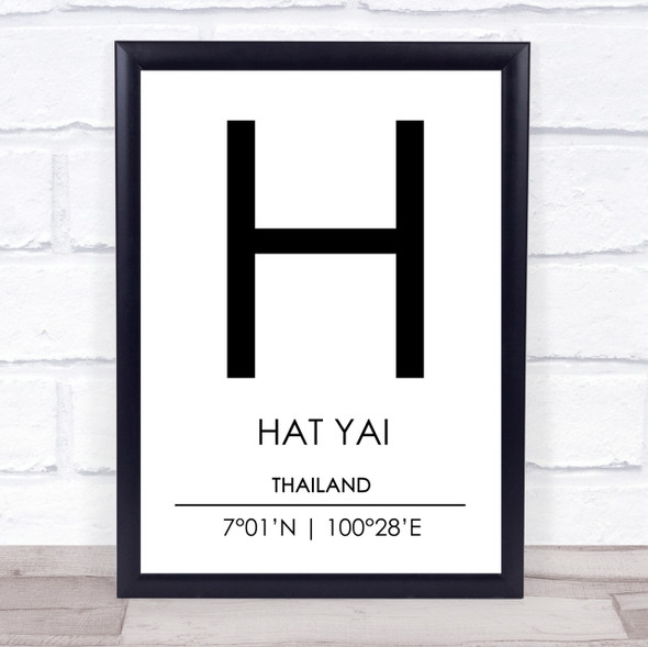 Hat Yai Thailand Coordinates World City Travel Print