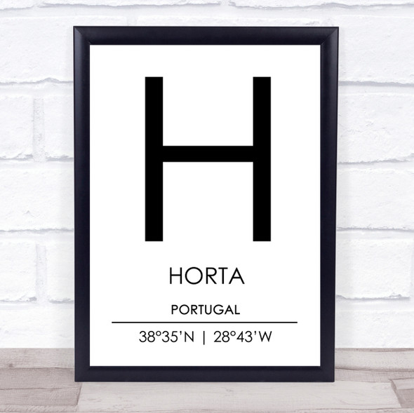 Horta Portugal Coordinates World City Travel Print